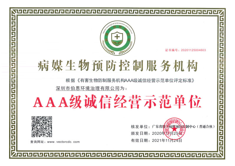 AAA级诚信经营示范单位