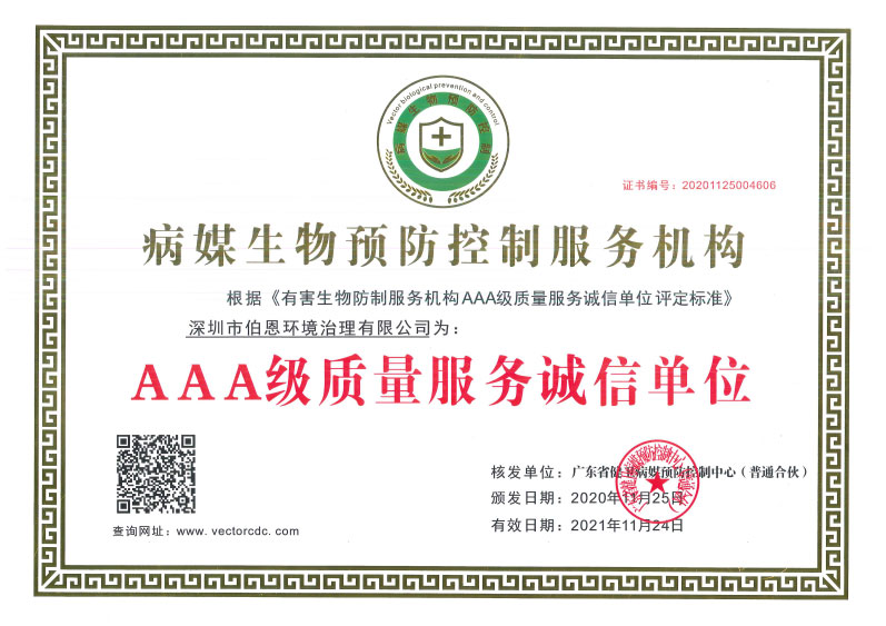 AAA级质量服务诚信单位